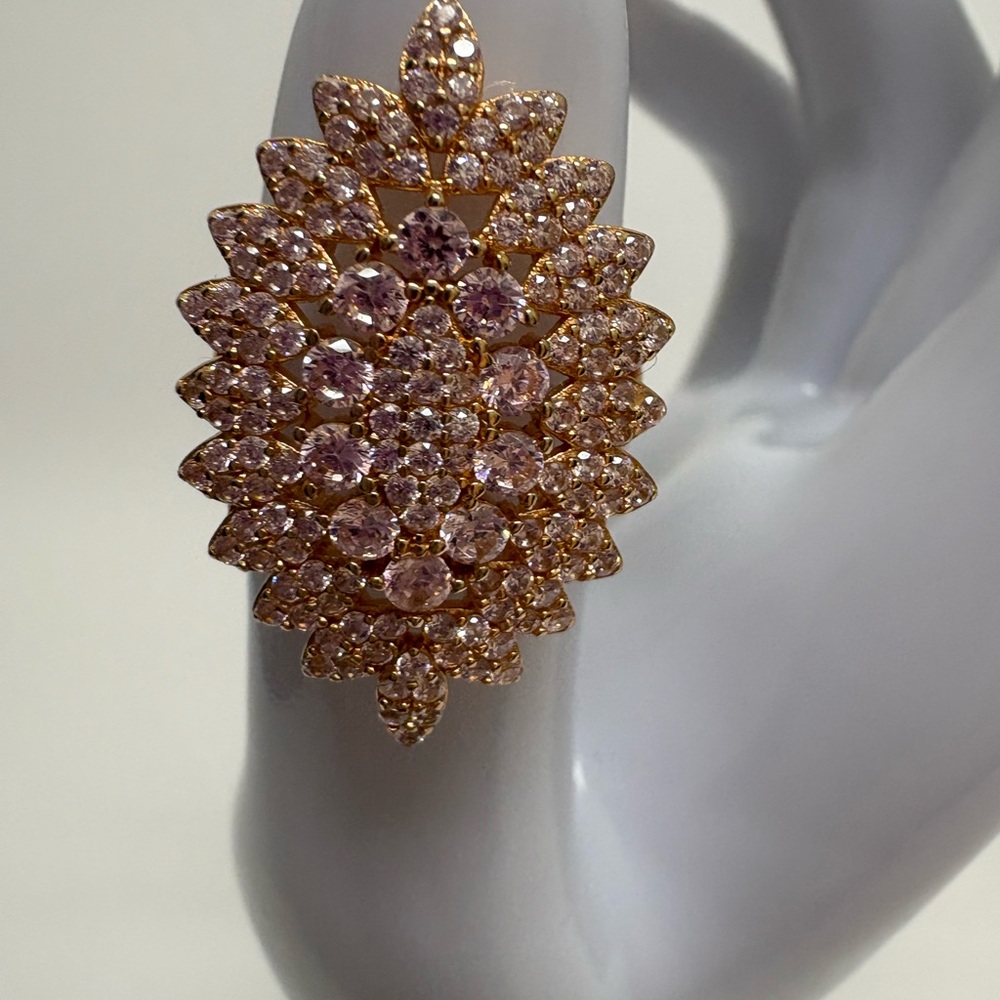 Elegant Pink Crystal CZ Cocktail Ring